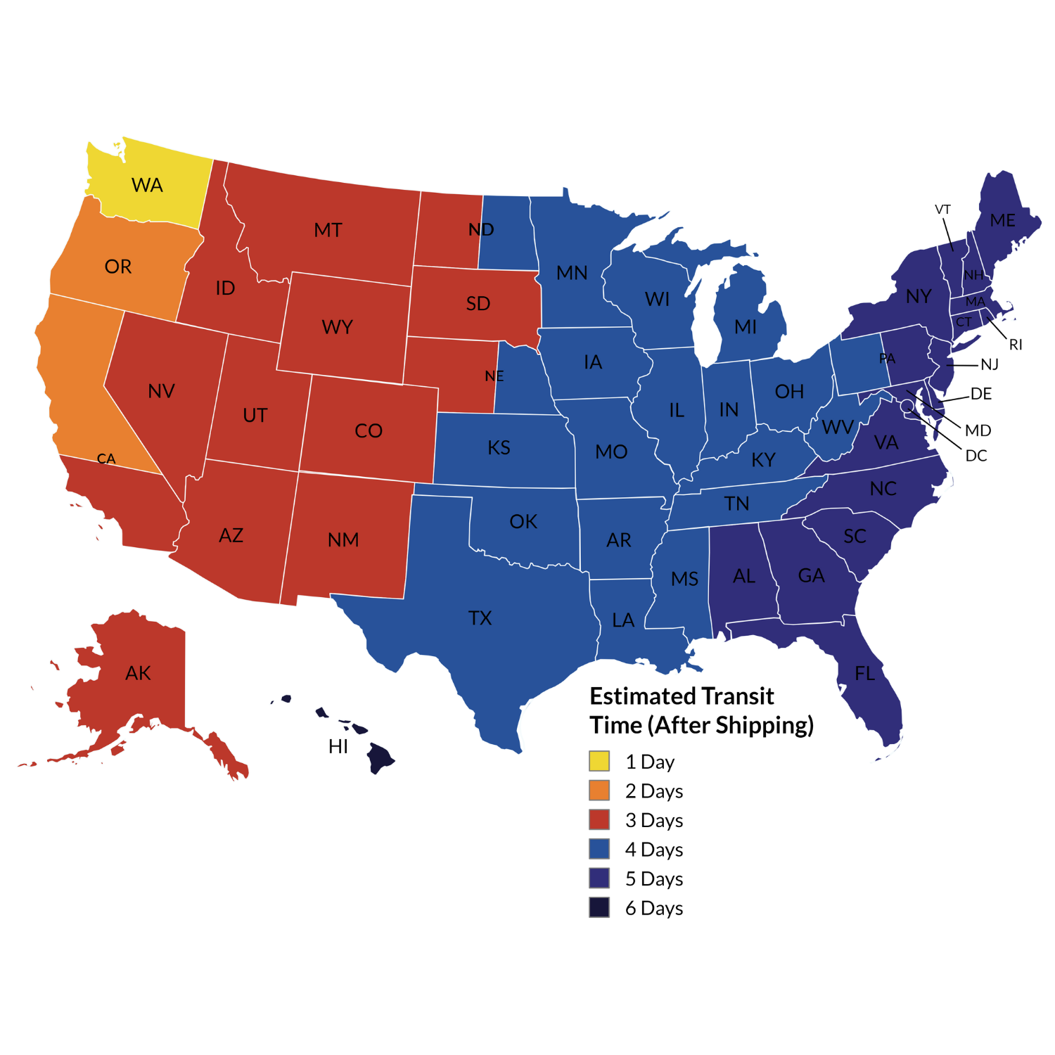 USA shipping and transit times for Parbuster