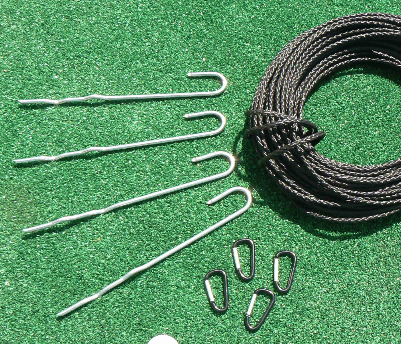 Golf Cage Stake Down Kit with String Clips and Stakes
